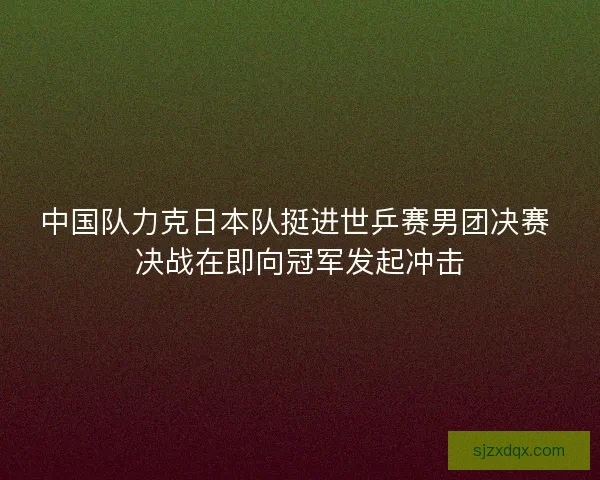 中国队力克日本队挺进世乒赛男团决赛 决战在即向冠军发起冲击
