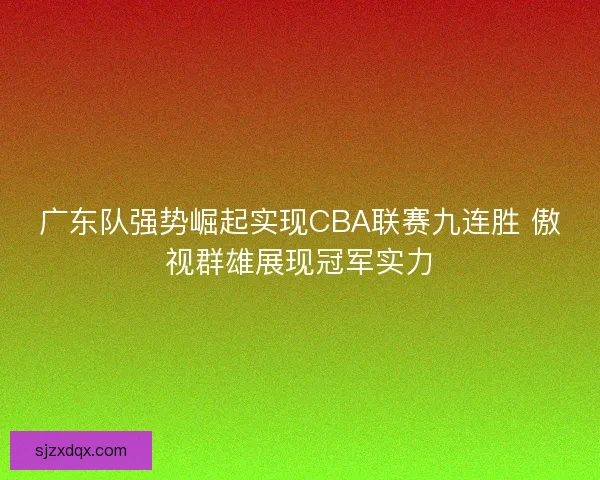 广东队强势崛起实现CBA联赛九连胜 傲视群雄展现冠军实力